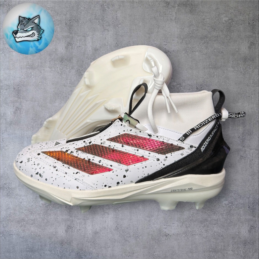 adidas Adizero Impact+ 2.0 TPU Shades Baseball Cleats White Men's Size 12 JQ8782